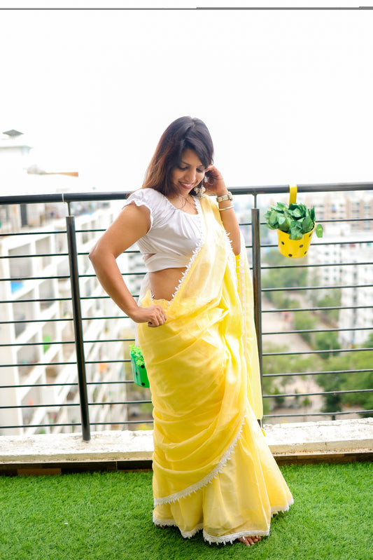 Vyanmi Mango Mist Mulmul Saree