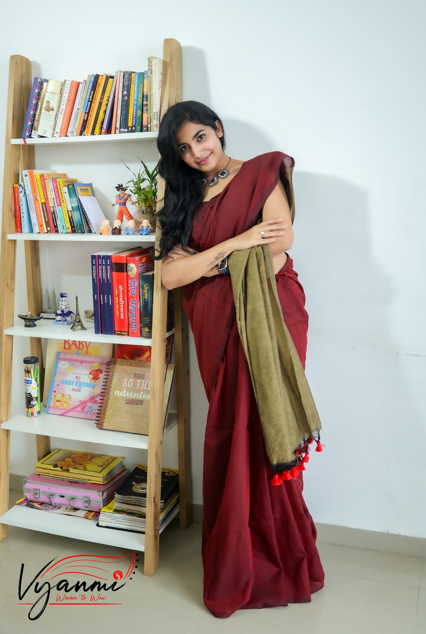 Vyanmi Maroon Tana Handloom Saree