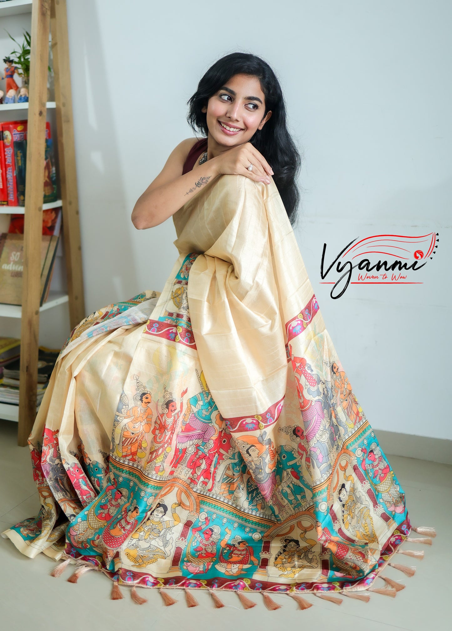 Vyanmi Ivory Nrityangana Tussar Silk Saree