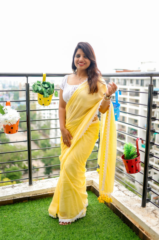 Vyanmi Mango Mist Mulmul Saree
