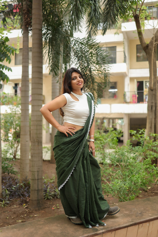 Vyanmi Urban Olive Mulmul Saree