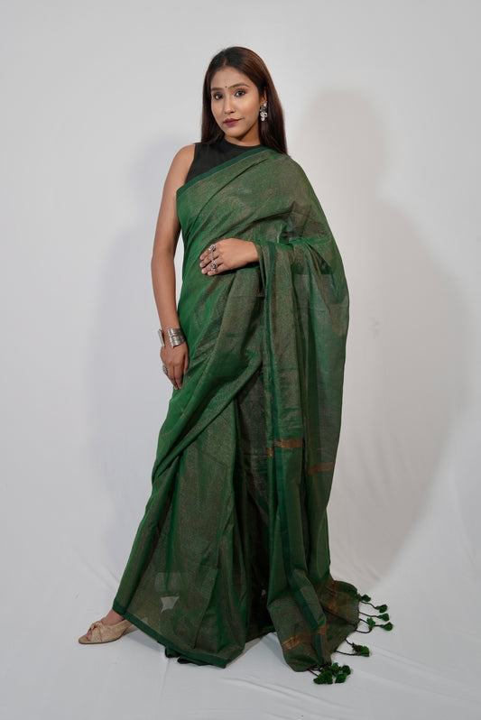 Vyanmi Hari Zari Mul Handloom Saree