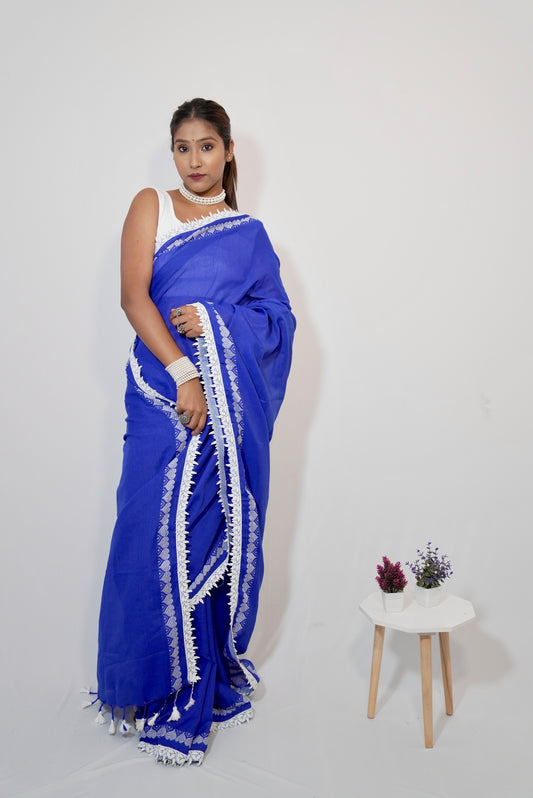 Vyanmi ShvetNeela Handloom Saree