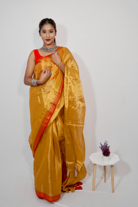 Vyanmi Haldi Kumkum Tissue Saree