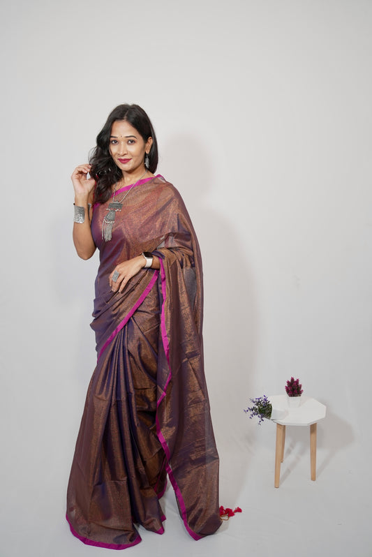 Vyanmi Bronze Bloom Tissue Saree