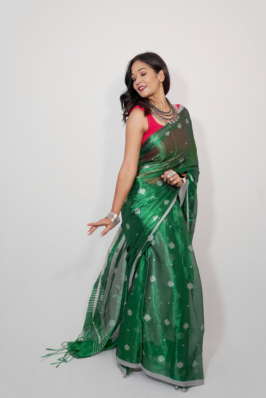 Vyanmi Green Haze Tissue Saree