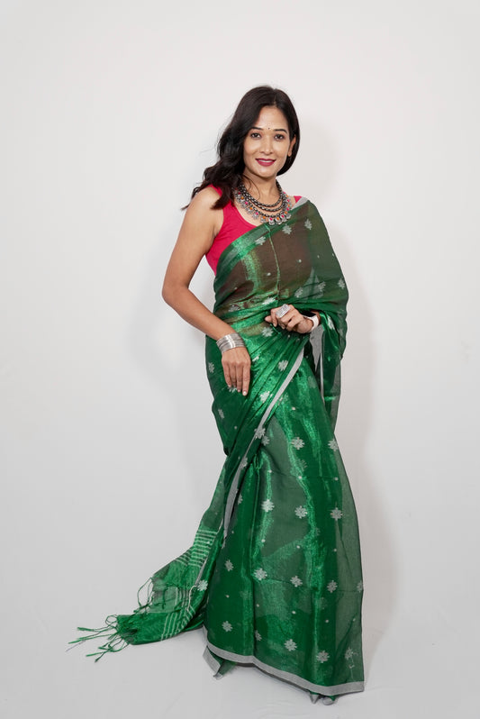 Vyanmi Green Haze Tissue Saree