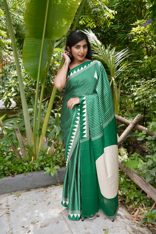 Vyanmi Sassy Green Semi Gajji Silk Saree