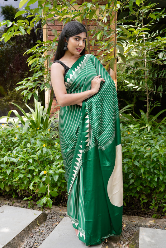 Vyanmi Sassy Green Semi Gajji Silk Saree