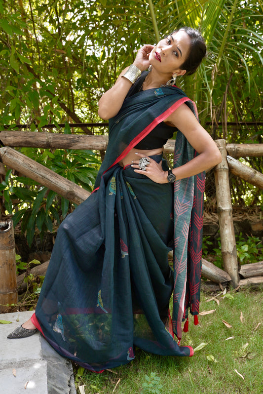 Vyanmi Midnight Mithu Linen Saree
