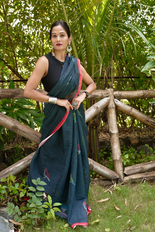 Vyanmi Midnight Mithu Linen Saree