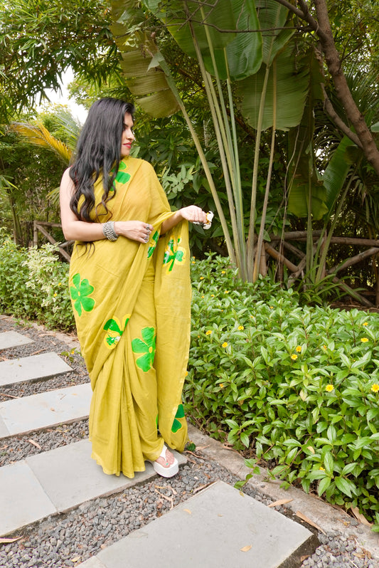 Vyanmi Green Muse Mulmul Saree