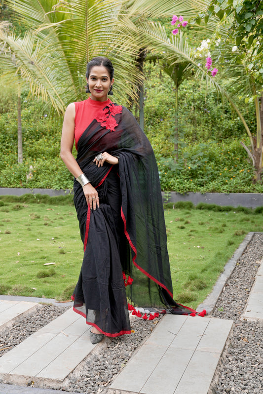 Vyanmi Black Forest Mul Saree