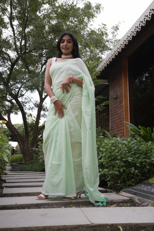 Vyanmi Mint To Be Mulmul Saree