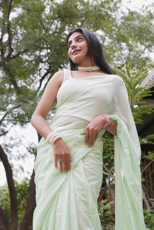 Vyanmi Mint To Be Mulmul Saree