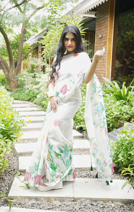 Vyanmi Basanti Breeze Linen Saree