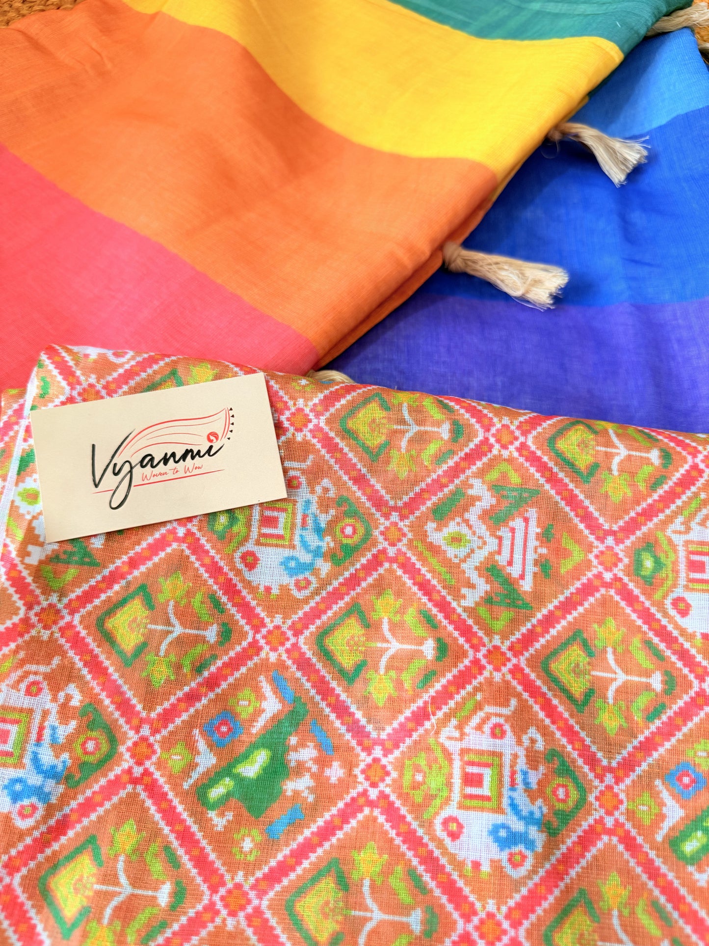 Vyanmi Rainbow Sips Linen Saree
