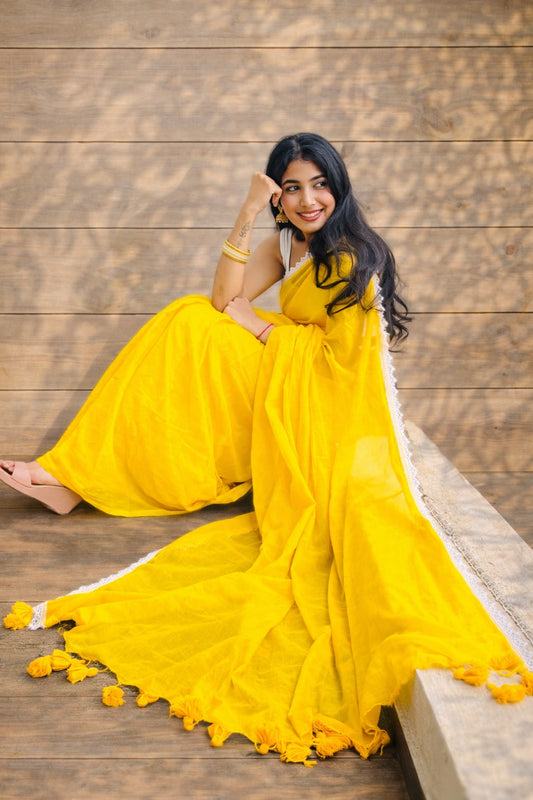 Vyanmi Haldi Hustle Mul Cotton Saree