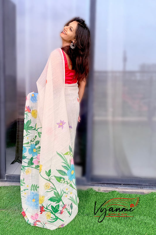 Vyanmi Basanti Breeze Linen Saree