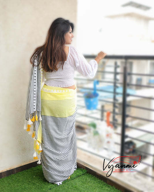 Vyanmi Limonade Vibes Mulmul Saree