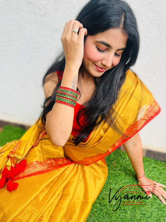 Vyanmi Haldi Kumkum Tissue Saree