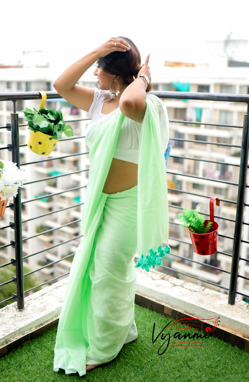 Vyanmi Mint To Be Mulmul Saree