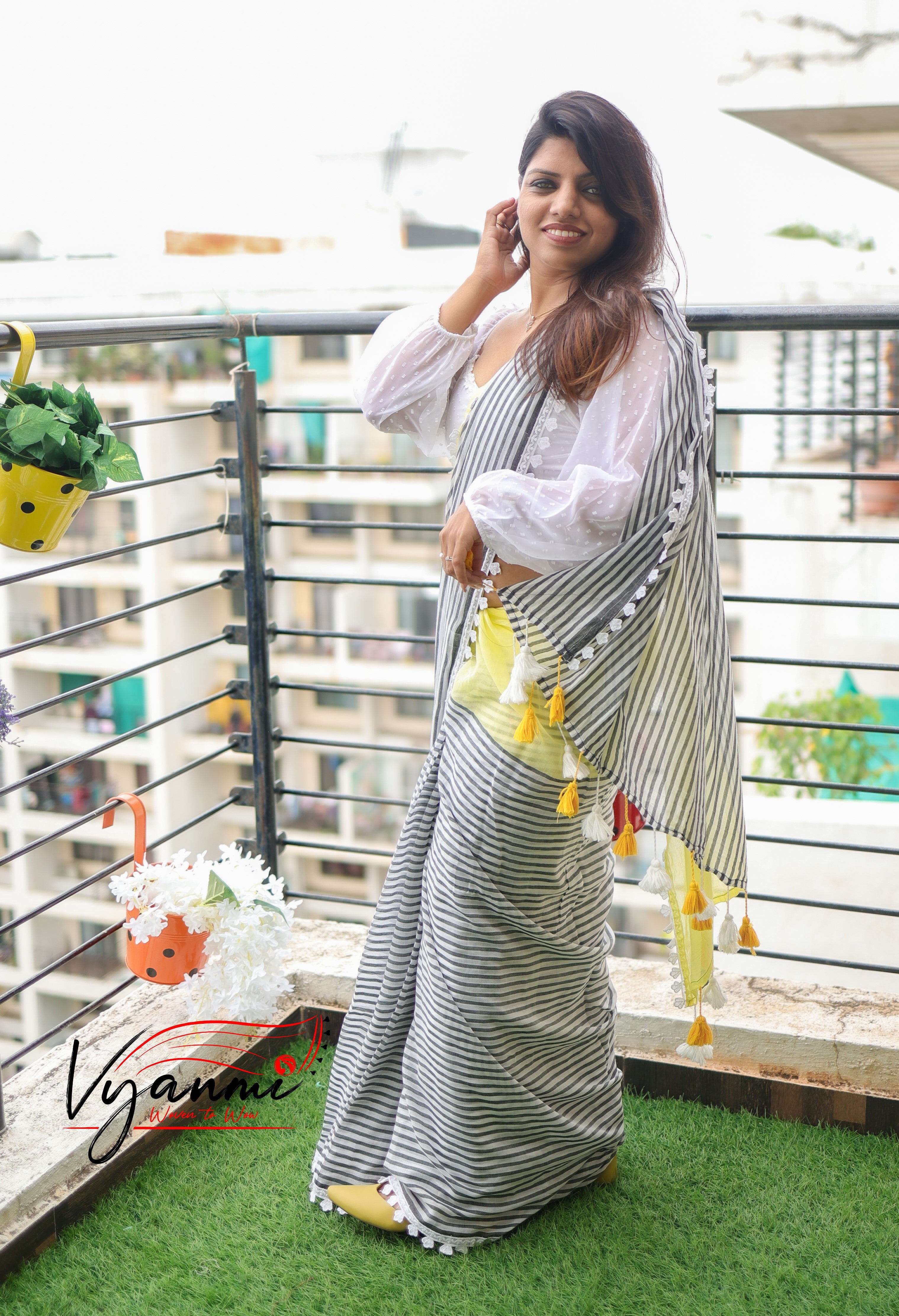 Vyanmi Limonade Vibes Mulmul Saree