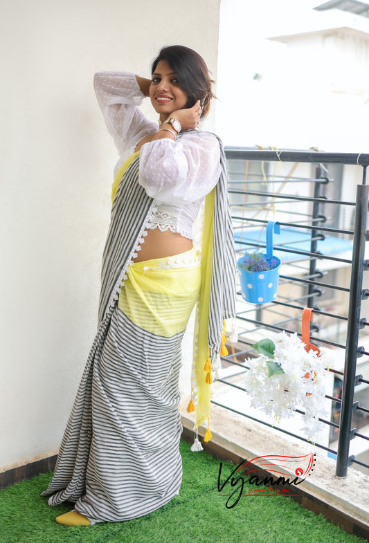 Vyanmi Limonade Vibes Mulmul Saree