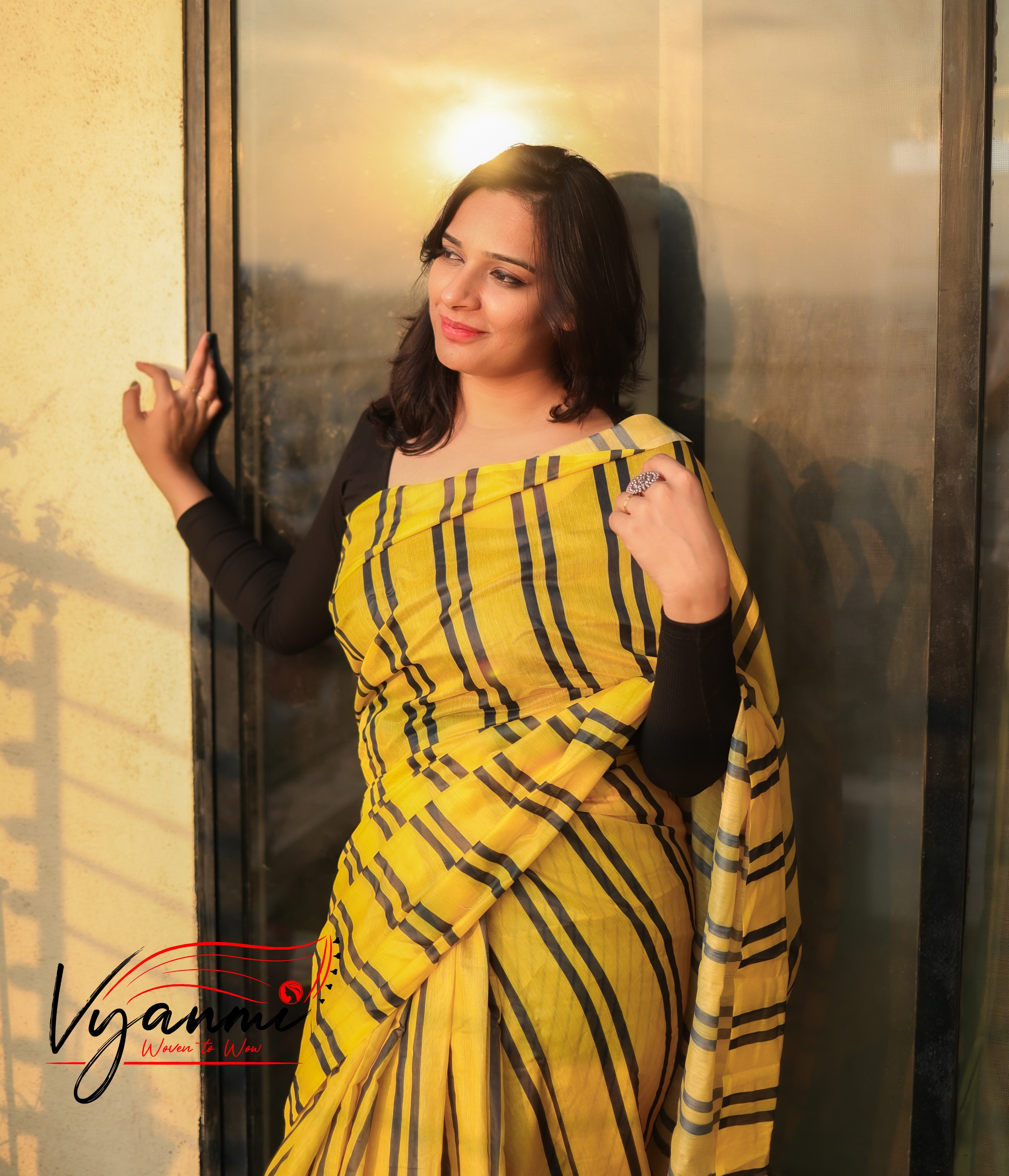 Vyanmi Peeli Kaari Chanderi Cotton Saree