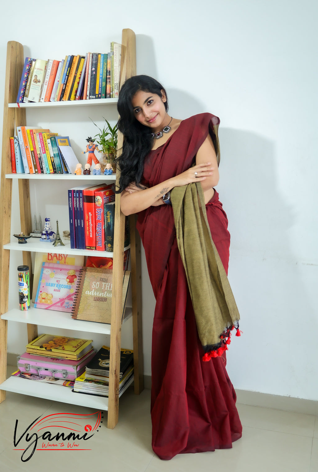Vyanmi Maroon Tana Handloom Saree