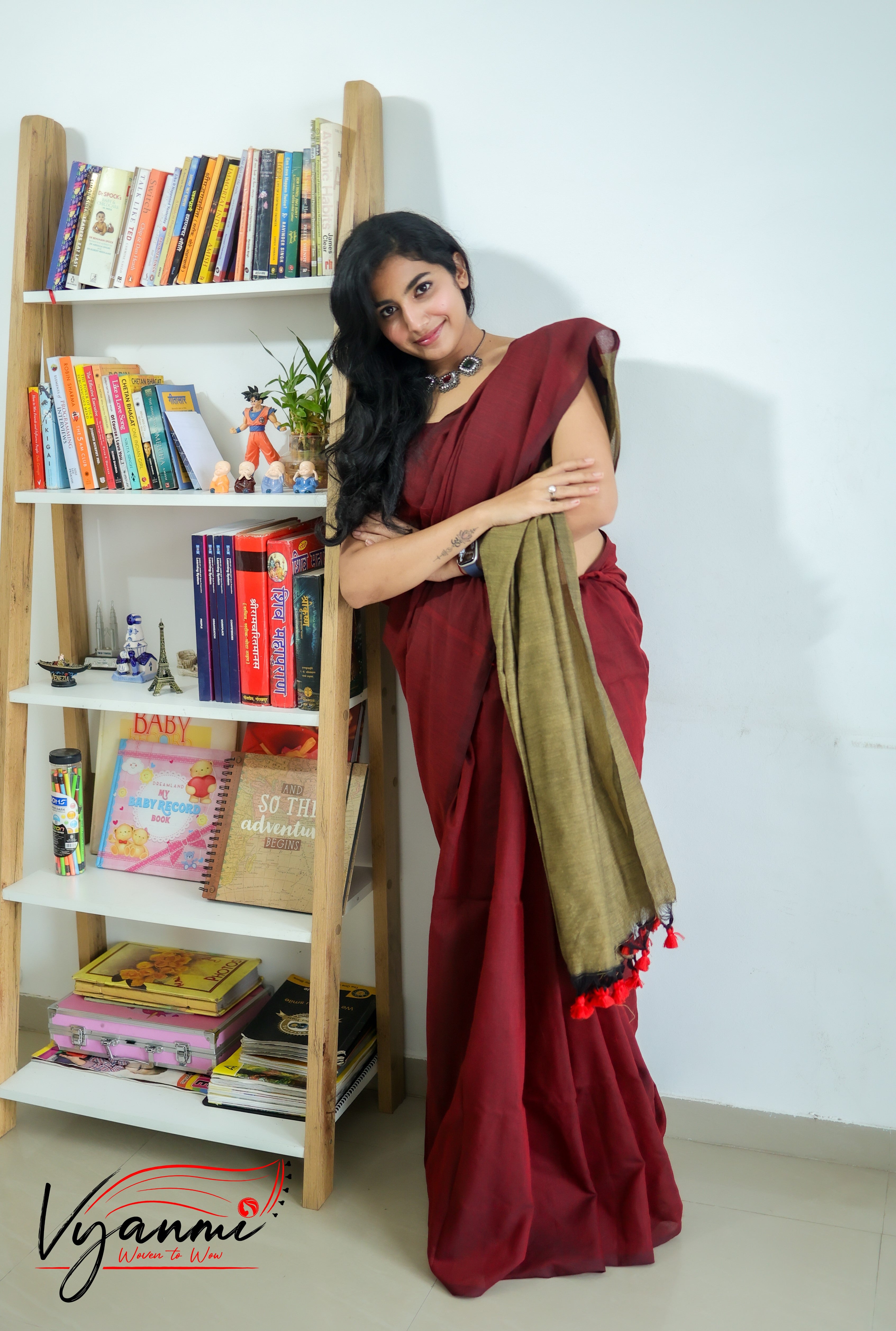 Vyanmi Maroon Tana Handloom Saree
