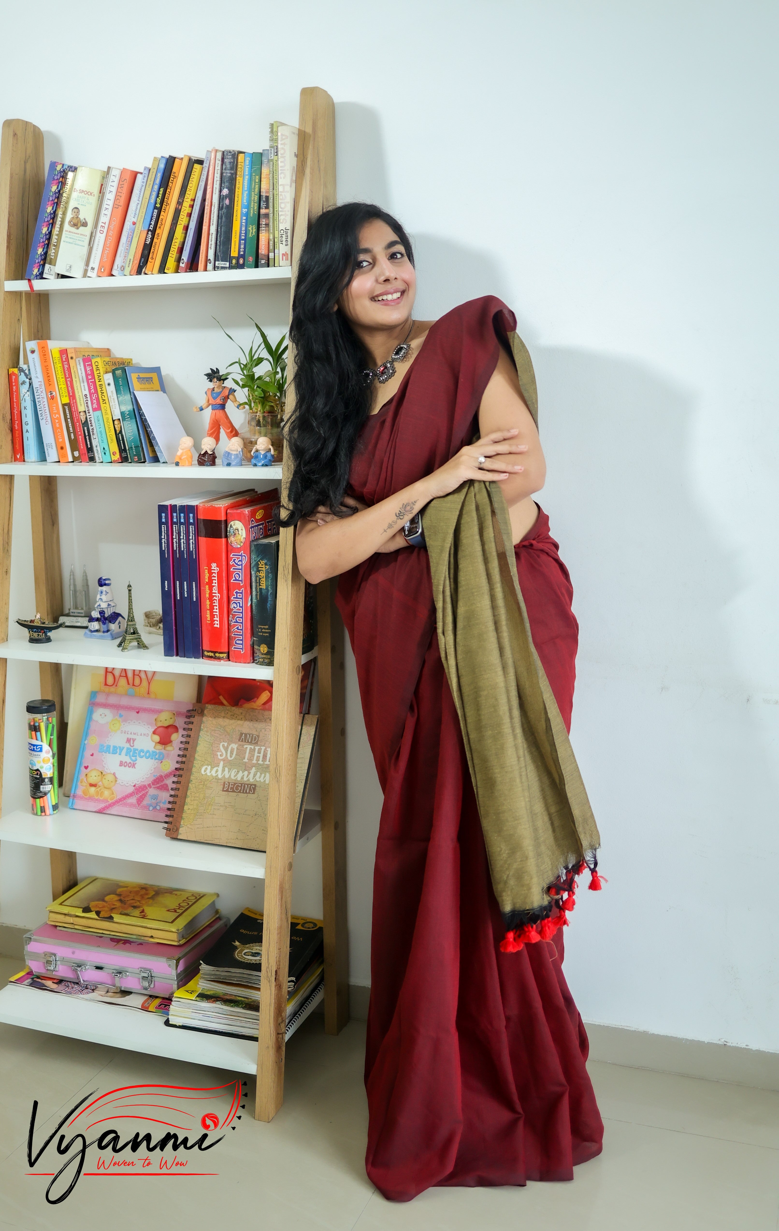 Vyanmi Maroon Tana Handloom Saree