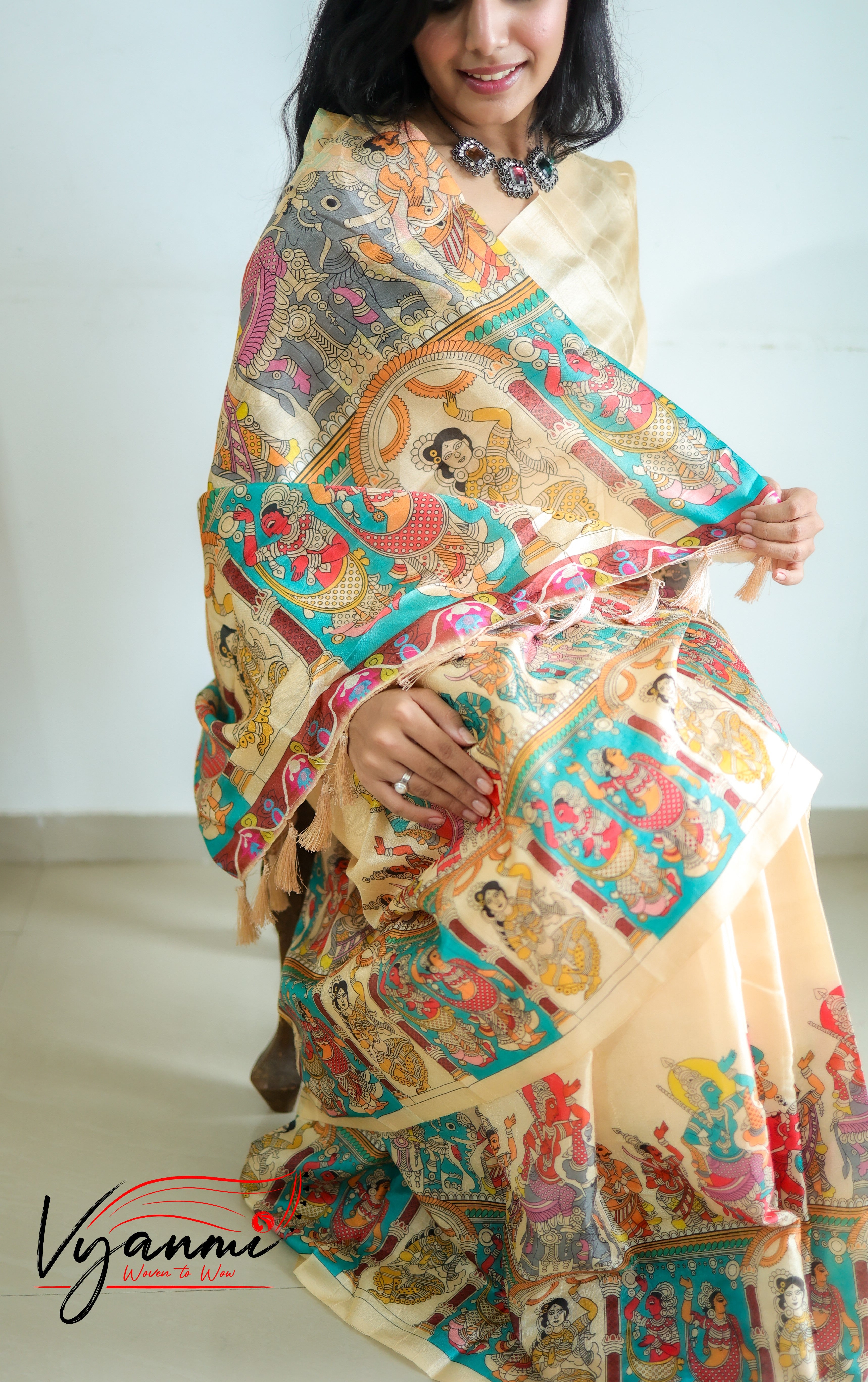 Vyanmi Ivory Nrityangana Tussar Silk Saree
