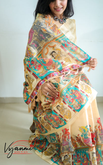 Vyanmi Ivory Nrityangana Tussar Silk Saree