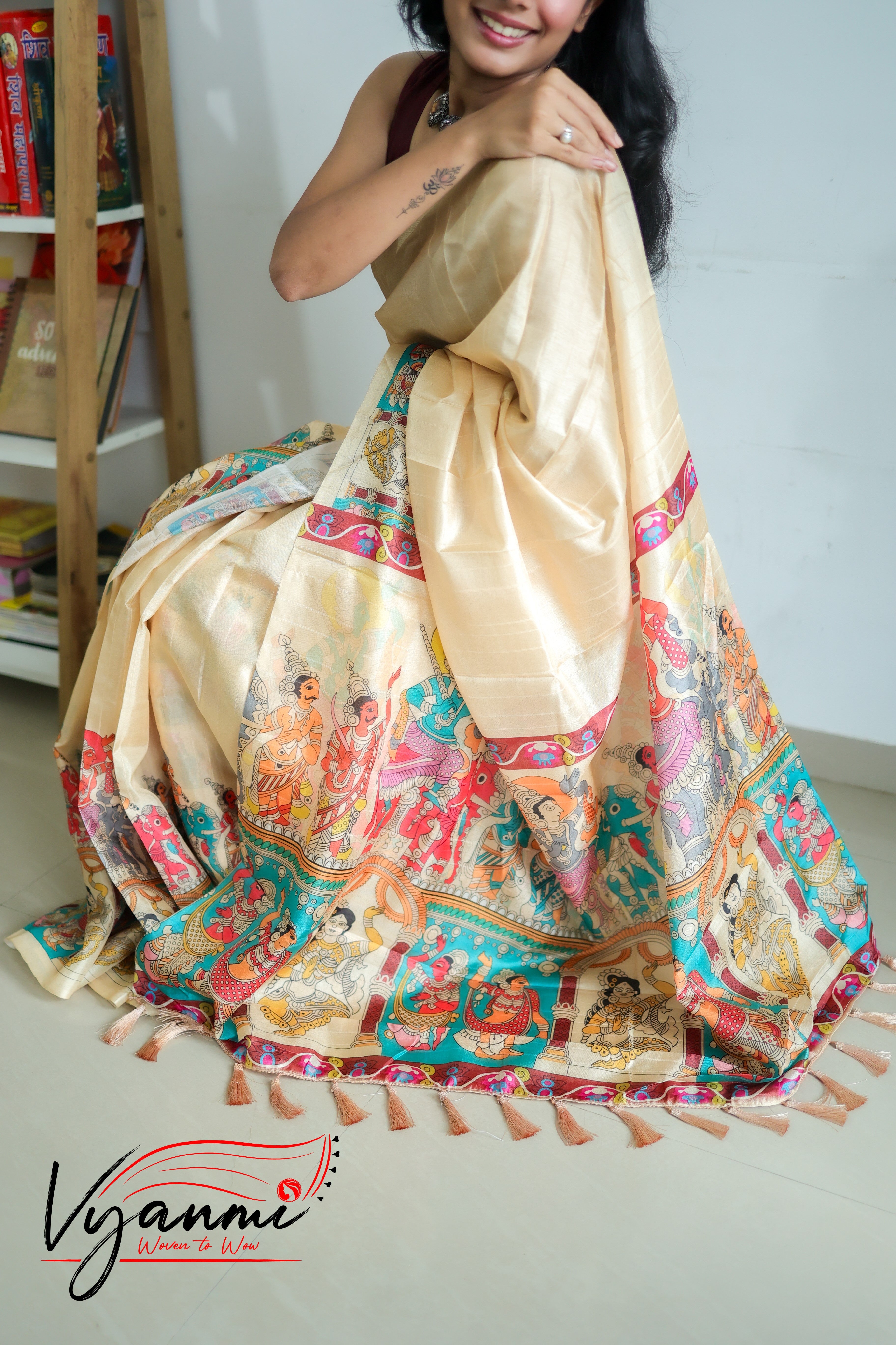 Vyanmi Ivory Nrityangana Tussar Silk Saree