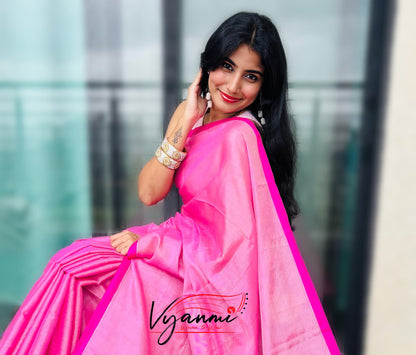 Vyanmi Pink Haze Mul Tissue Saree
