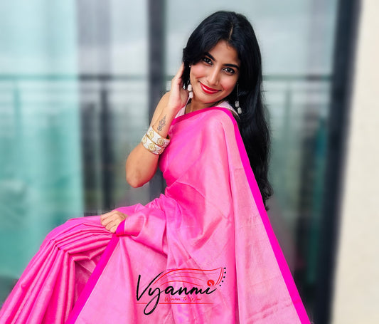 Vyanmi Pink Haze Mul Tissue Saree