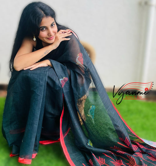 Vyanmi Midnight Mithu Linen Saree