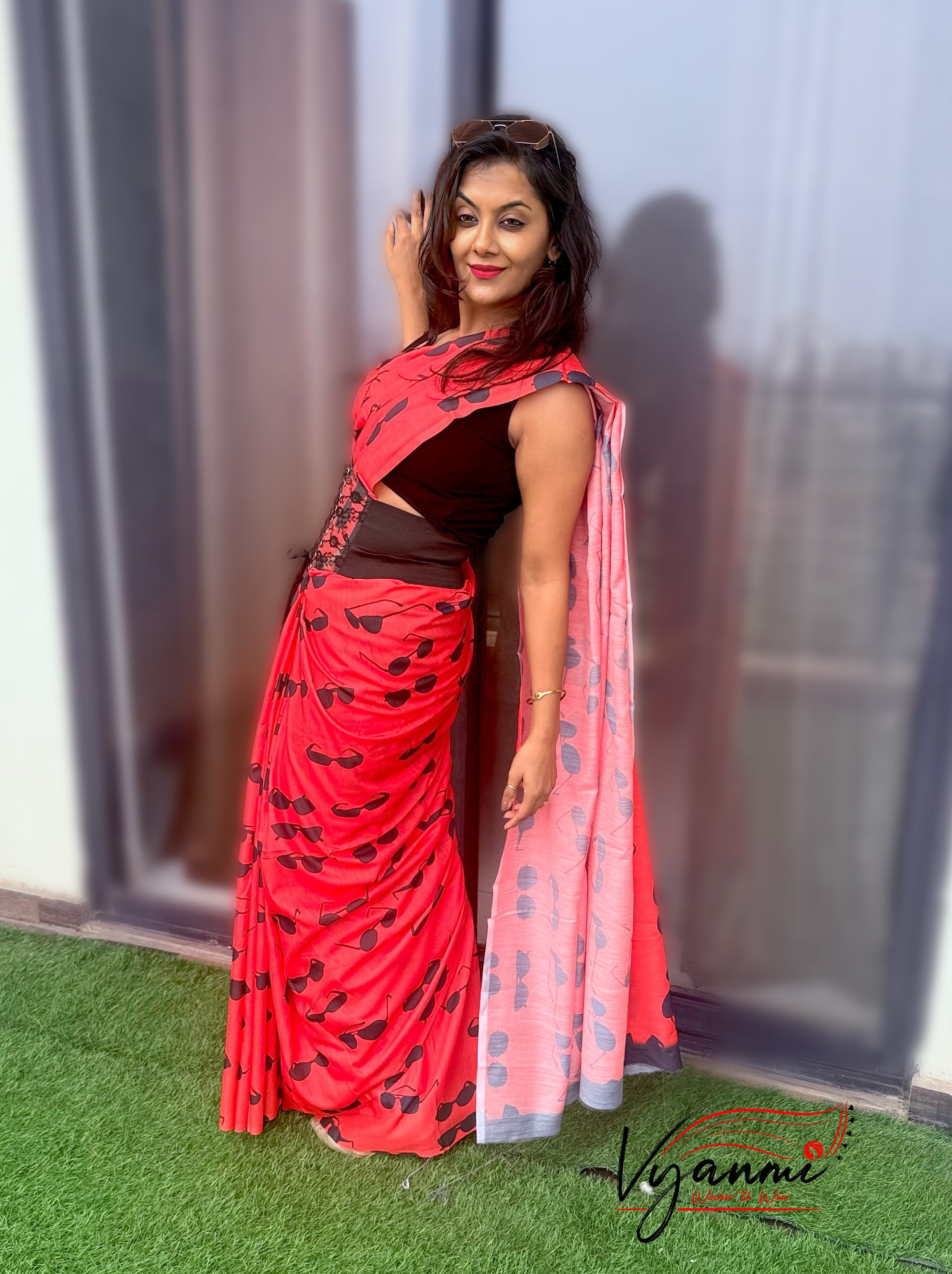 Vyanmi Red Glare Mul Saree