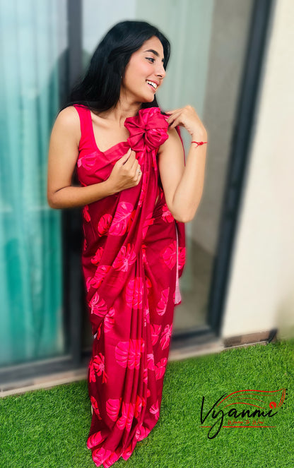 Vyanmi Berry Blush Mul Saree