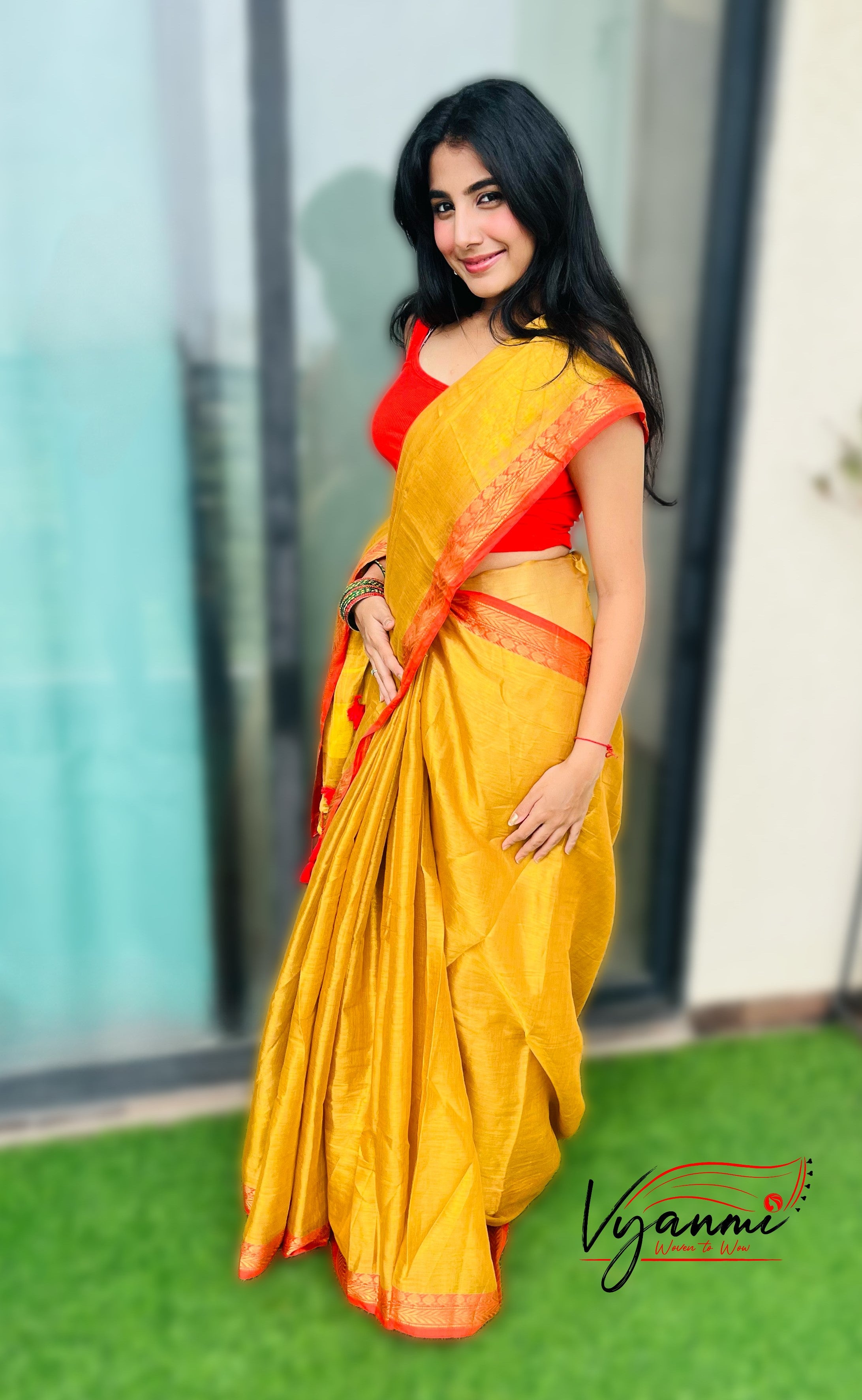 Vyanmi Haldi Kumkum Tissue Saree