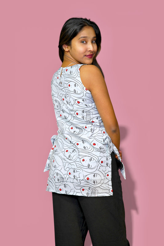 Vyanmi GUL Red Lip Pop Side-Knot Kurti