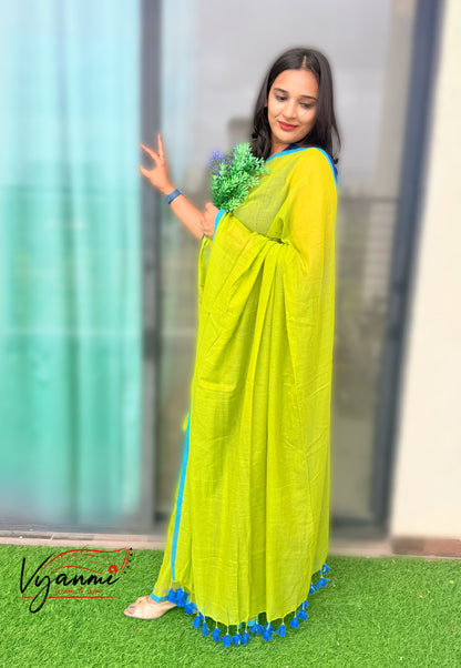 Vyanmi Cool Citrus Mulmul Saree