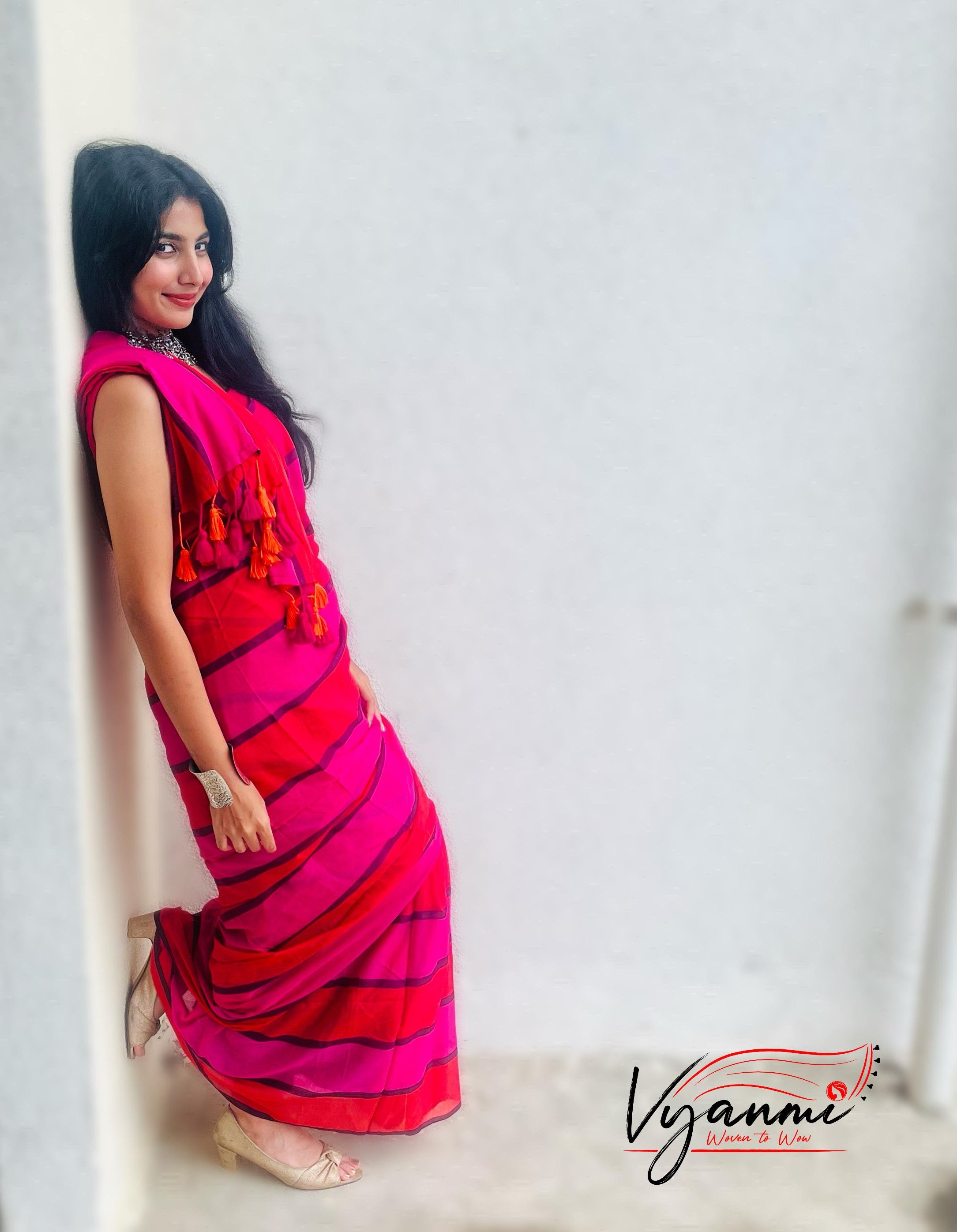 Vyanmi Drama Dose Mulmul Saree