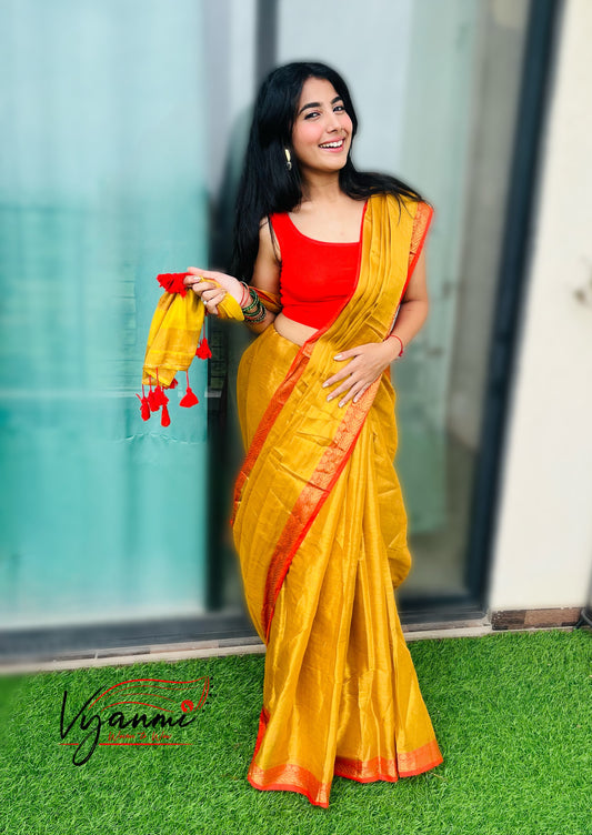 Vyanmi Haldi Kumkum Tissue Saree