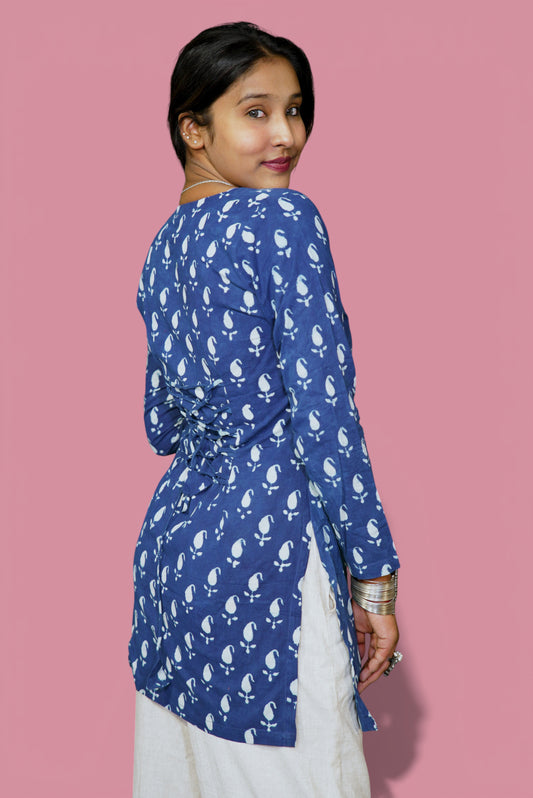 Vyanmi Inka Indigo Sleeved Corset Kurti