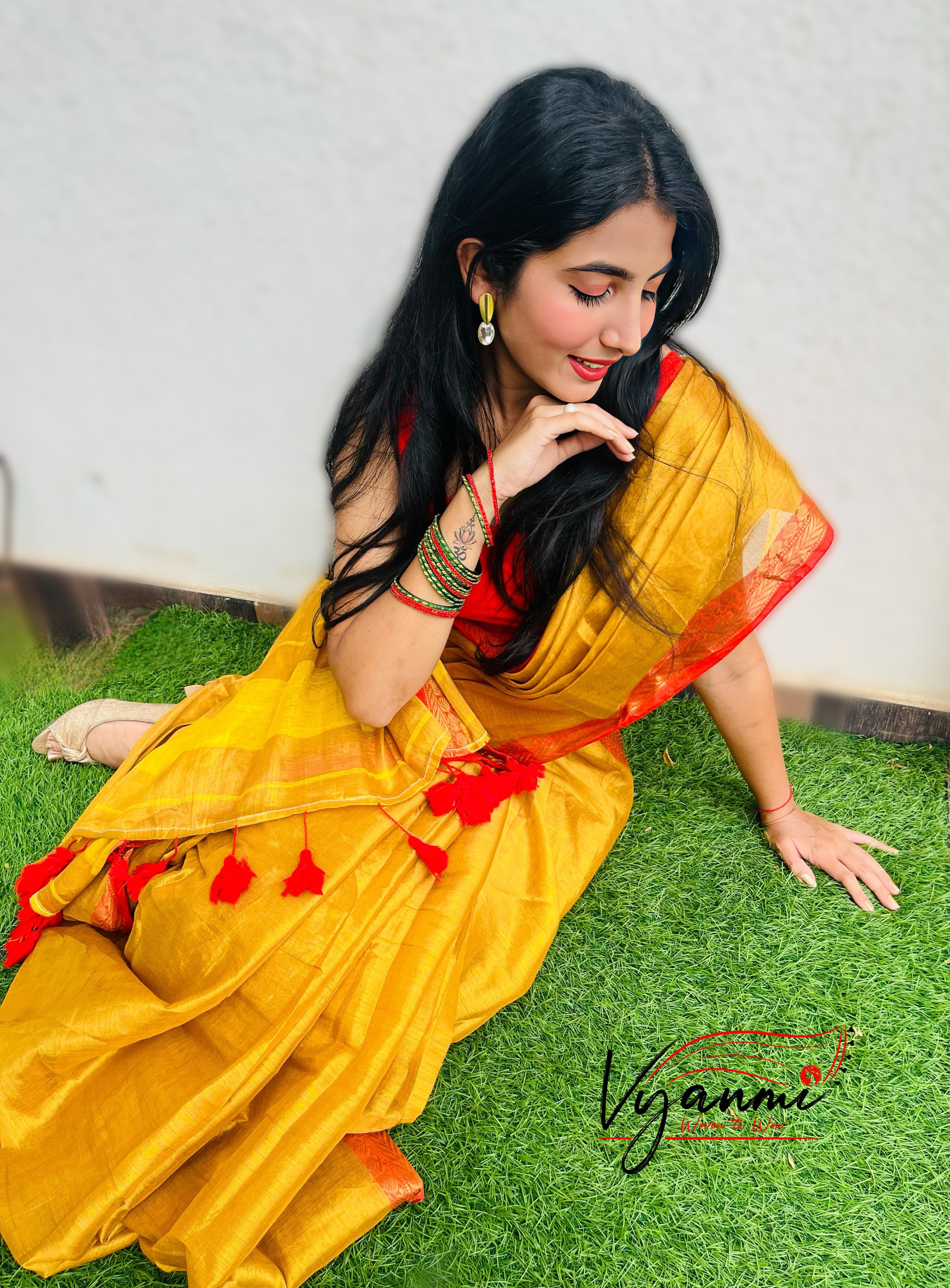 Vyanmi Haldi Kumkum Tissue Saree