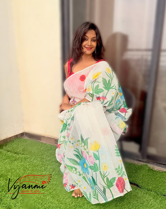 Vyanmi Basanti Breeze Linen Saree