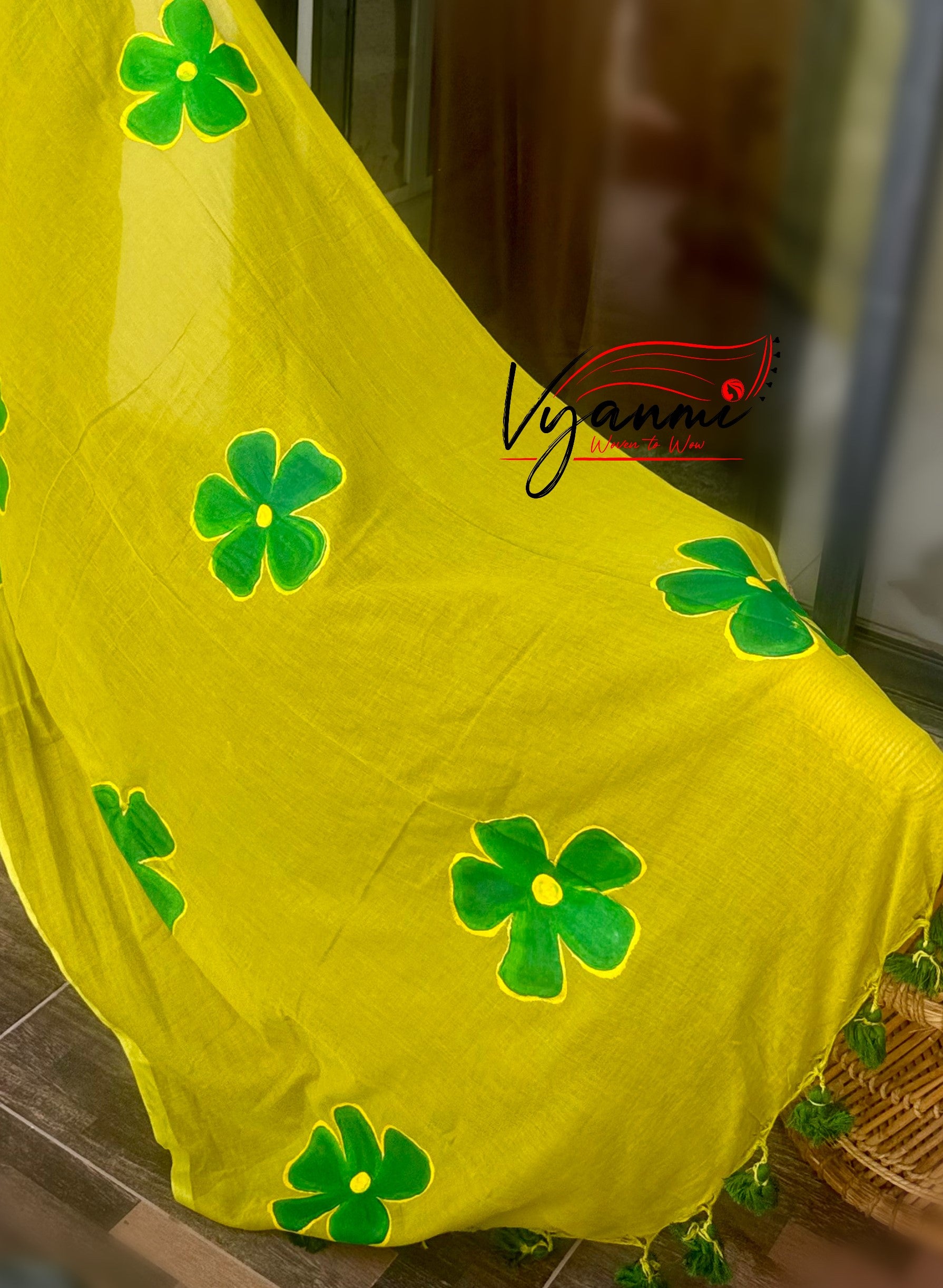 Vyanmi Green Muse Mulmul Saree