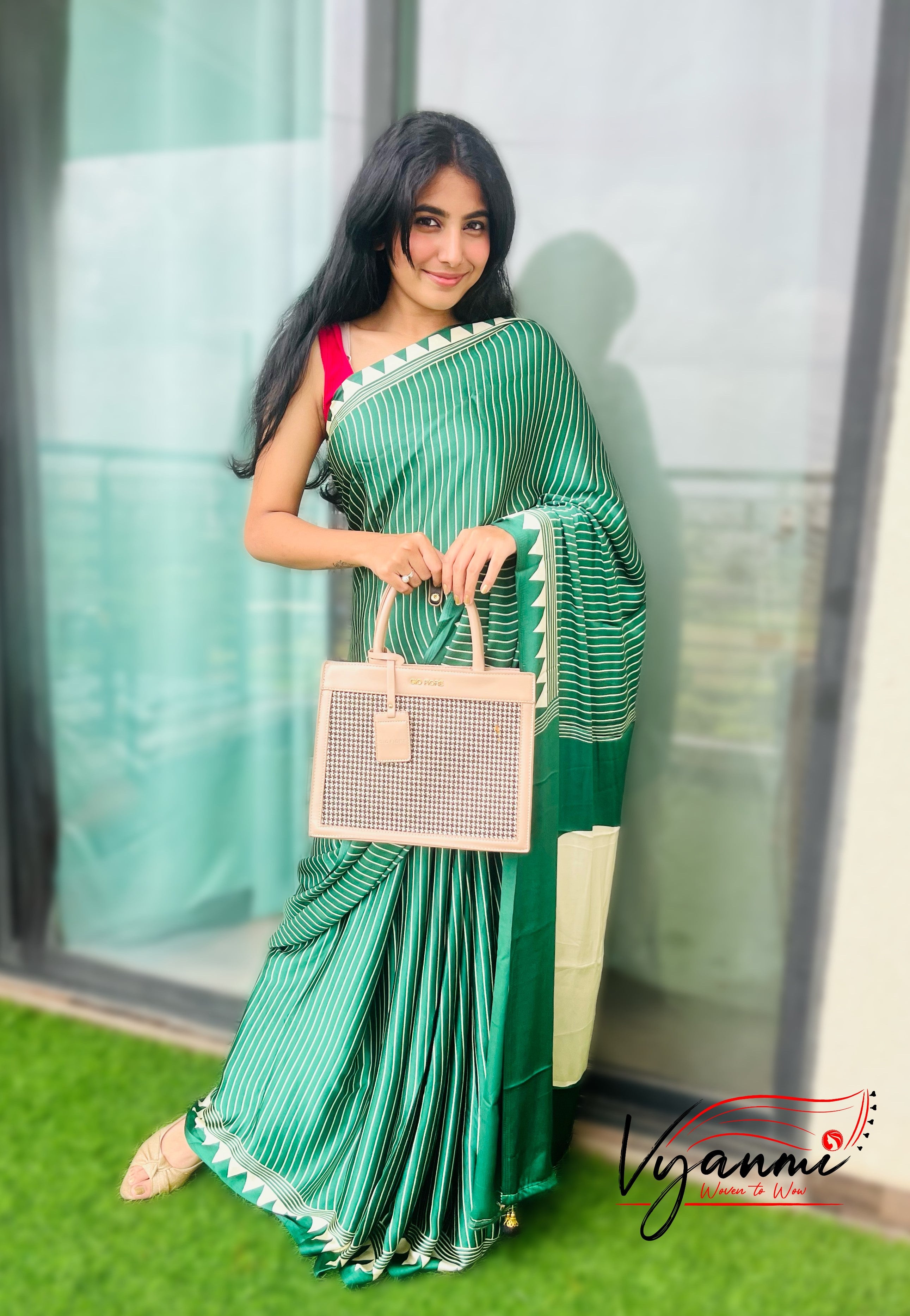 Vyanmi Sassy Green Semi Gajji Silk Saree